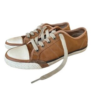 Frye Boy's Size Youth 4 Greene Low‎ Lace Sneaker Brown Leather Shoes